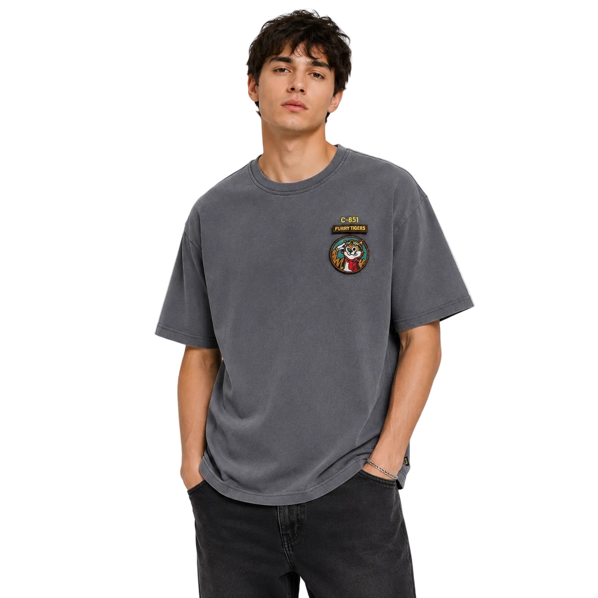 Relaxed Embroidered Short Sleeve T Shirt For Men
