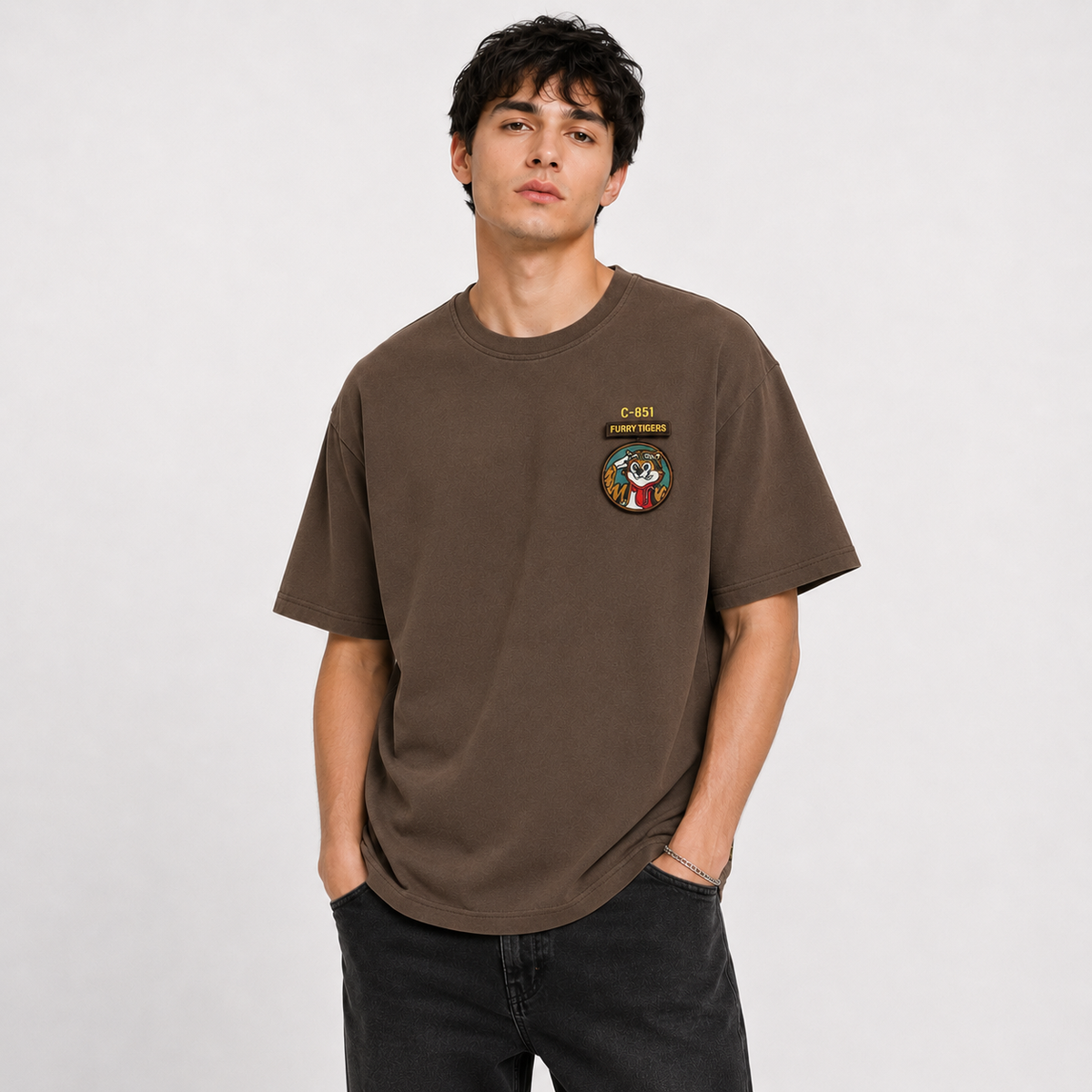 Relaxed Embroidered Short Sleeve T Shirt For Men