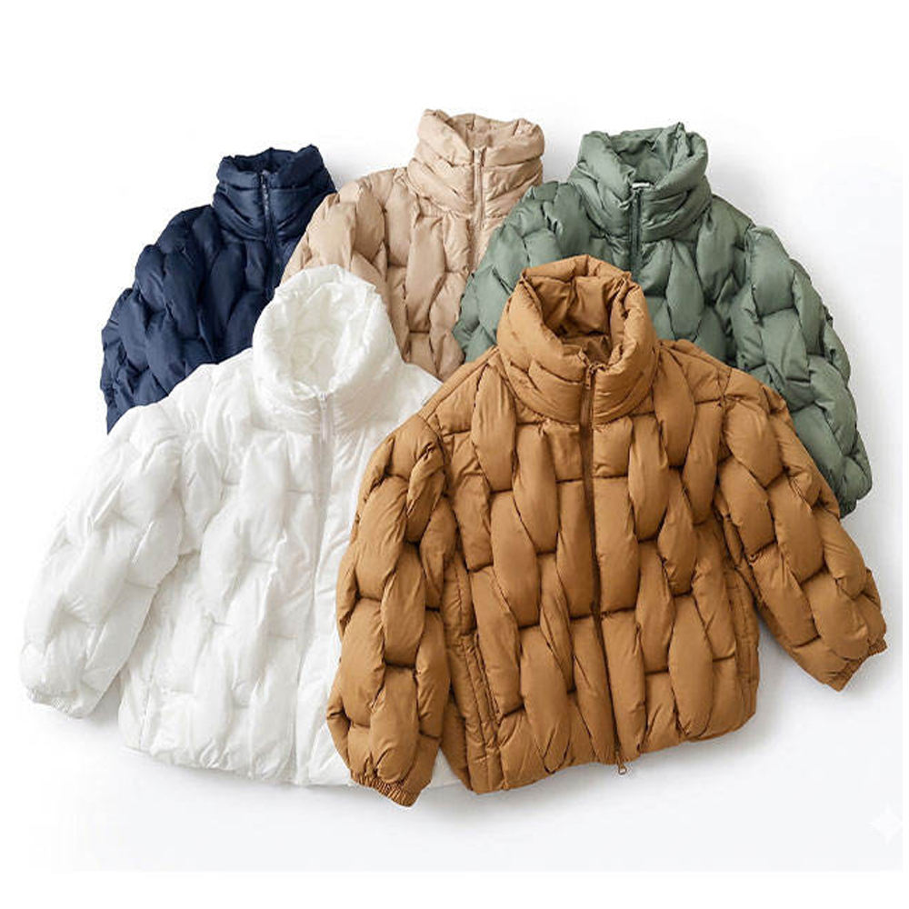 Sheep Skin Puffer Jacket Stand Collar Trendy Regular Loose Standard Thickness for Winter Season