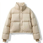 Sheep Skin Puffer Jacket Stand Collar Trendy Regular Loose Standard Thickness for Winter Season