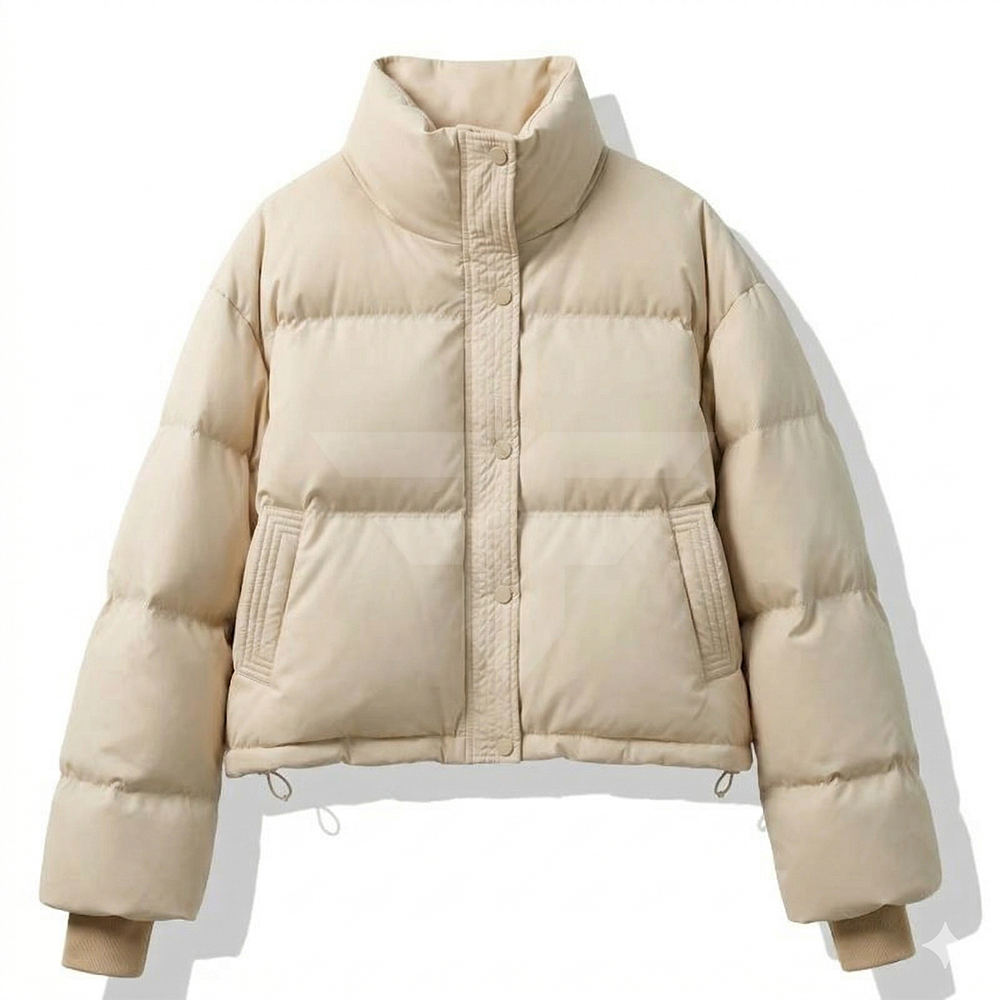 Sheep Skin Puffer Jacket Stand Collar Trendy Regular Loose Standard Thickness for Winter Season