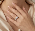 Three-Stone Moissanite Ring in 925 Sterling Silver – Sparkling Engagement & Anniversary Ring