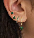 Fashion Cubic Zirconia Flower Hoop Earrings Set 18K Gold Plated Stainless Steel Stud Earring Piercing Jewelry