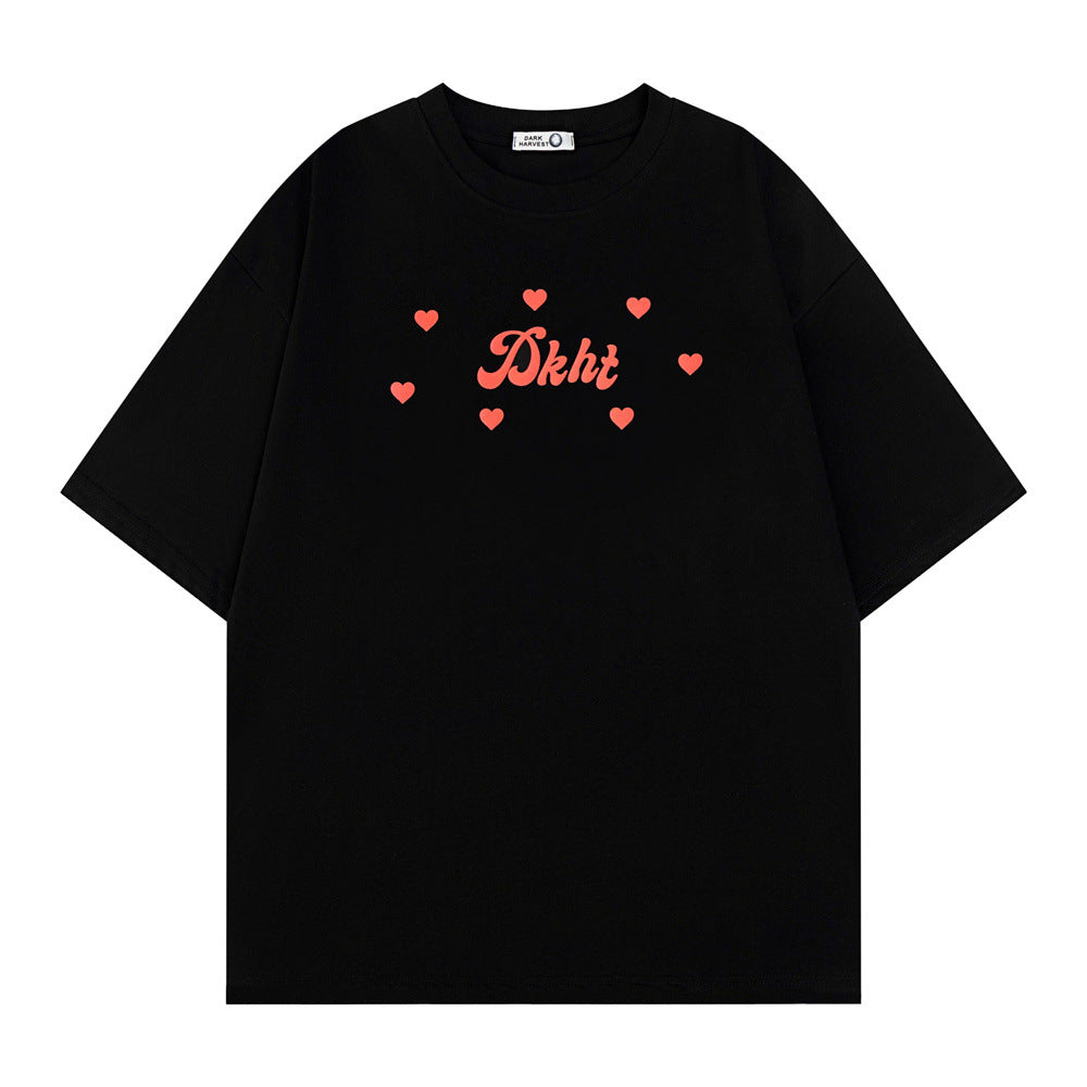 Trendy Fashion Letter Heart Printing T-shirt Men