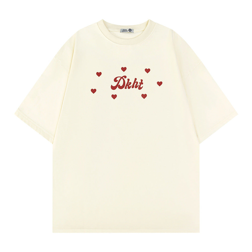 Trendy Fashion Letter Heart Printing T-shirt Men
