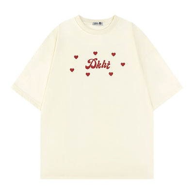 Trendy Fashion Letter Heart Printing T-shirt Men
