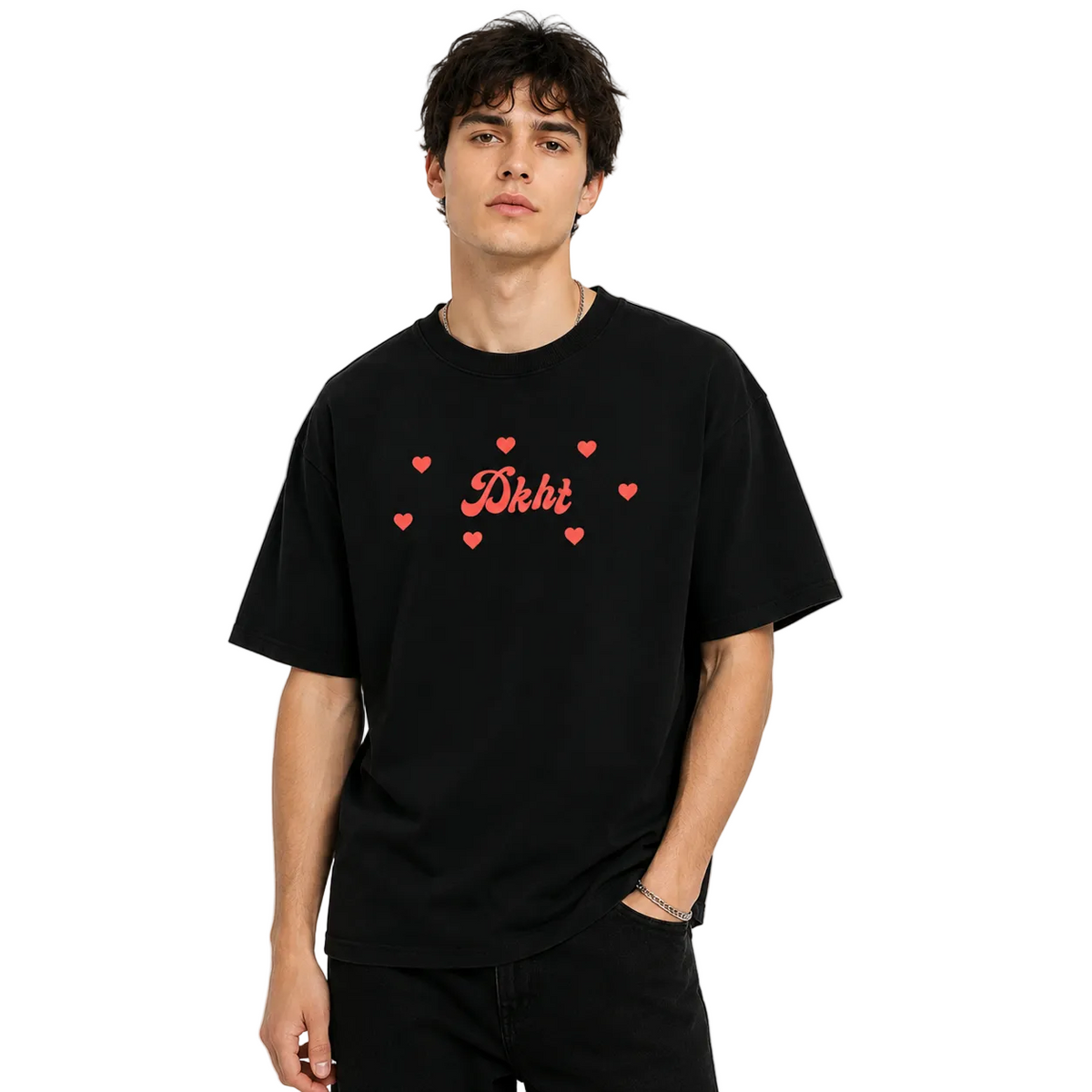Trendy Fashion Letter Heart Printing T-shirt Men