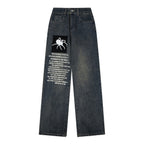 Urban Spider English Letters Straight-leg Pants Men
