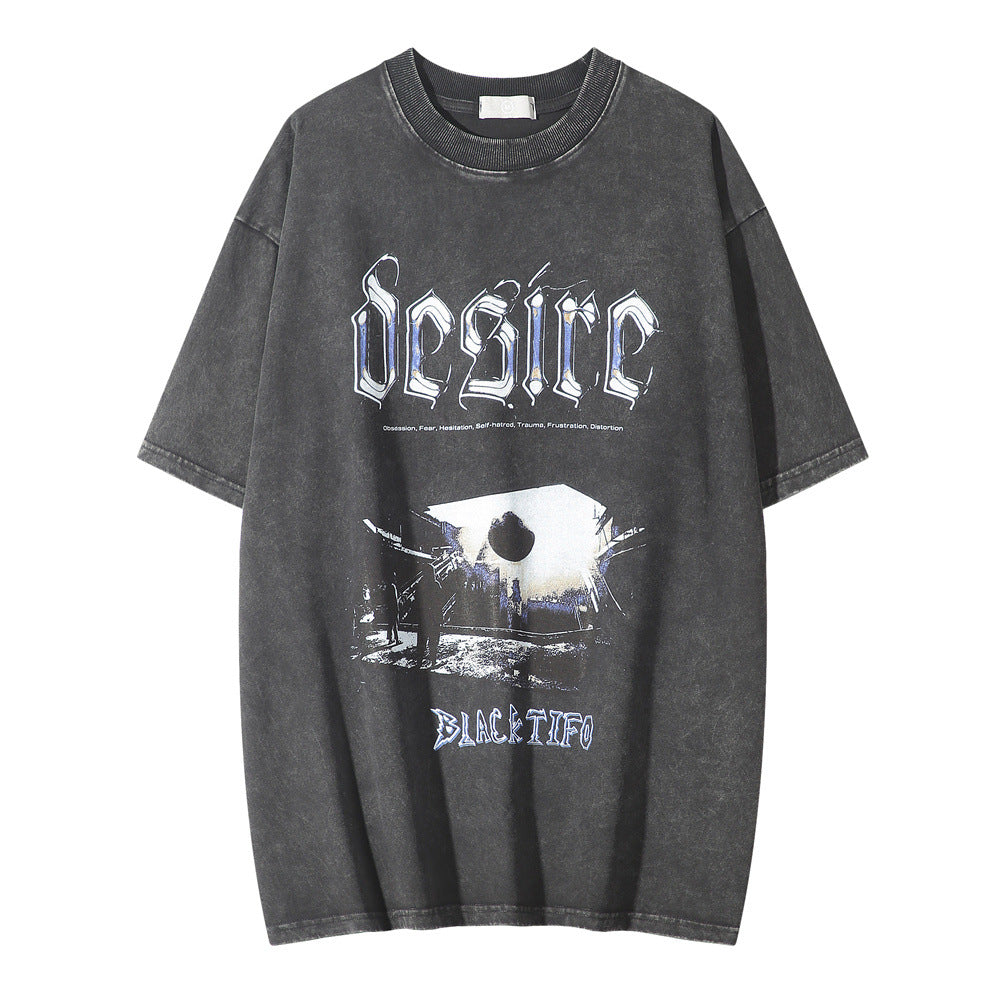 Vintage Pattern Printed T-shirt Top For Men
